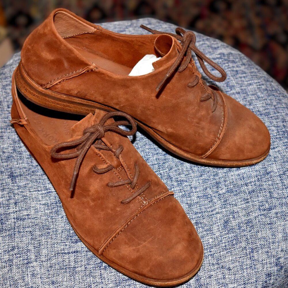 Kork-Ease Cap Toed Sued Stacked Heel Oxfords 7.5 US